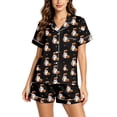 thumbnail image 3 of Outfits for Women Halloween Lightweight Graphic Lapel Short Sleeve Buttoned Pocket Top And Shorts 2 Piece At Home Wear Women's Clothing Sets L, 3 of 6