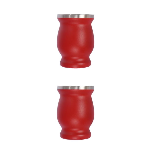 Injueey Nueva taza de té con aislamiento térmico, taza de té de acero inoxidable, taza de té de lectura de doble capa con pajita y cepillo Rojo 2Conjunto