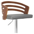 thumbnail image 6 of Drevy Adele Adjustable Height Swivel Grey Faux Leather and Walnut Wood Bar Stool with Chrome Base, 6 of 8
