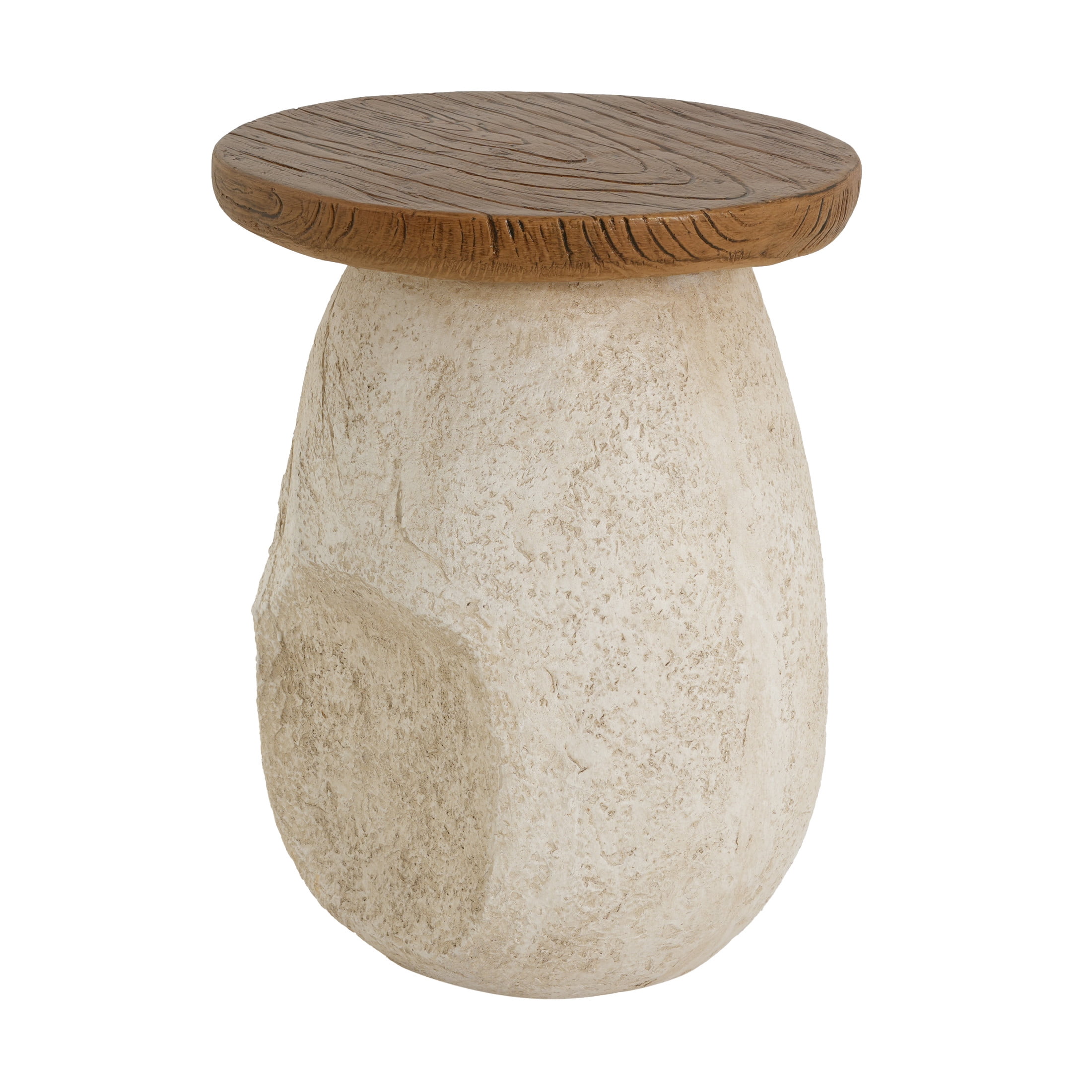 Christopher Knight Home Outdoor MGO Accent Side Table, Pear-Shape with Faux Wood Grain Top, Beige
