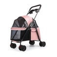thumbnail image 2 of Tereitr Pet Stroller for Small Dogs & Cats, 4 Wheel Outdoor Travel Folding Dog Stroller with Cup Holder, Visible Mesh Windows, Rear Wheel Brakes, Pets Up to 33 lbs, Pink, 2 of 9