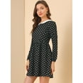 thumbnail image 4 of Vestido Corto Allegra K Con Cuello Peter Pan de Manga Larga y Lunares Negro XL, 4 of 6
