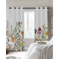thumbnail image 2 of Spring Floral Blackout Curtains for Bedroom - 84 Inch Long Light Blocking 2 Panels Set, Yellow Flowers Pastoral Botanical Watercolor Thermal Living Room Drapes Grommet Window Curtains 52"x84", 2 of 8
