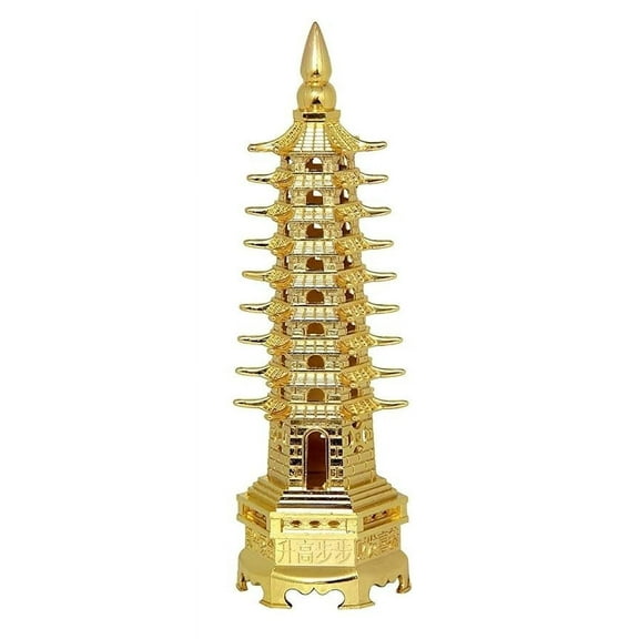 Education Tower Feng Shui for Students, Pagoda Tower Vastu Items for Good Luck and Academic and Business Success, Fengshui Items (Golden, 14 cm)