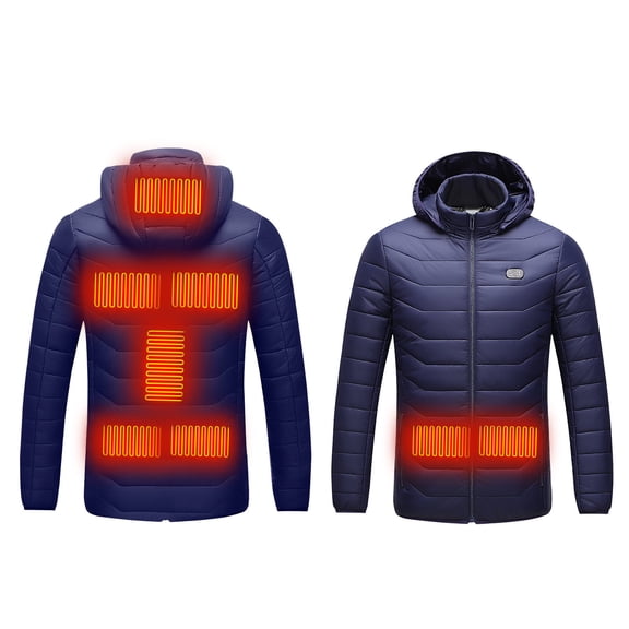 Kchsji Heated Clothing USB Charging Coat 8 Zones Heating Hooded Winter Down Jacket Vibration Massage Gift Christmas Stocking Stuffers Men Women Riding Skiing Fishing Motorcyclists Hunters Sports