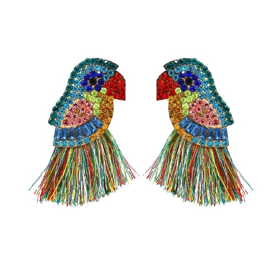 LongcreekX Parrot Earrings for Women, Bird Parrot Tassel Earrings, Parrot Statement Dangle Earrings Hypoallergenic, Cute Parrot Animal Bohemian Drop Earrings, Parrot Earrings Studs