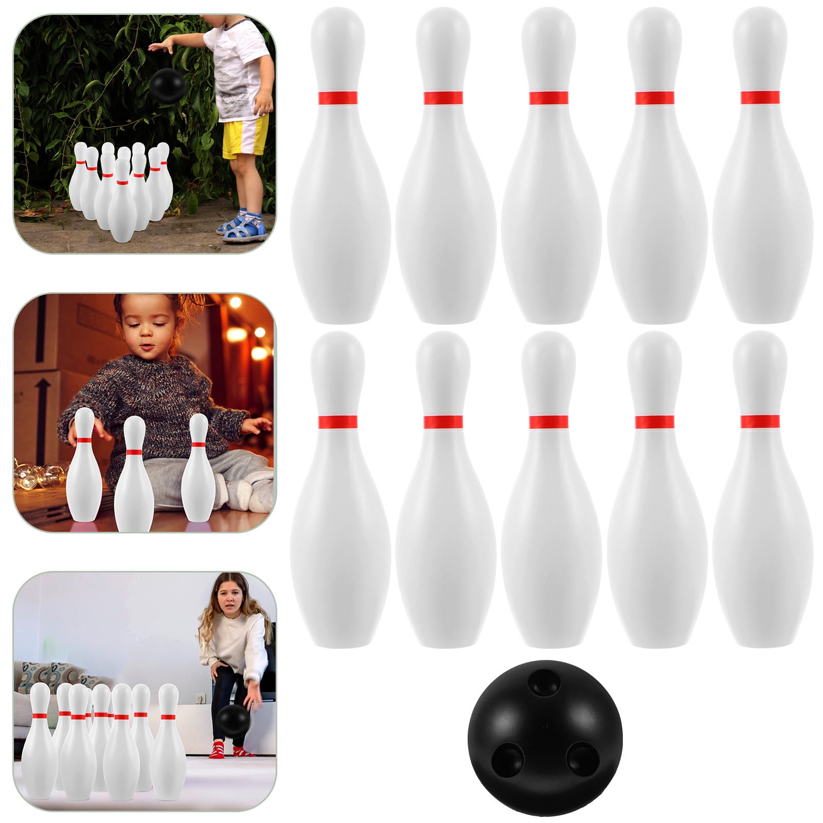 COSMOBETTY White Plastic Bowling Set for Kids and Adults, Indoor and Outdoor Family Fun Game