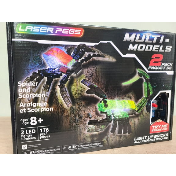 Laser Pegs Light-Up Building Bricks Multi-Models 2Pack Spider And Scorpion 176 pcs Ages: 8  years