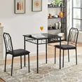 thumbnail image 6 of VECELO 3-Piece Dining Table Set with 2 Chairs, Wooden Square Table and Soft Cuahion Chair for Home Kitchen Breakfast Nook, Small Space, Black, 6 of 7