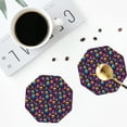 thumbnail image 3 of Bingfone Vintage mushroom color Skull Leather Drinks Coasters with Set of 6,Suitable for Home Kitchen,Coffee Cup Coasters Home Gift, 3 of 7