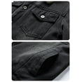 thumbnail image 5 of Men's Warm Sherpa Lined Denim Jacket Button Pockets Classic Trucker Outerwear Black L, 5 of 9
