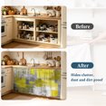 thumbnail image 5 of Yellow Grey Cabinet Curtains 11"W x 13"L, Abstract Art Oil Painting Modern Geometric Sink Skirt for Bathroom Kitchen Self Adhesive, Desk Privacy Short Curtain for Pantry Storage Coffee Bar, 5 of 9