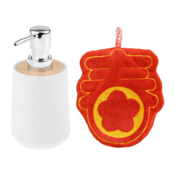 Dispensador de jabón de manos, dispensador de líquido con toalla de mano, contenedor de líquido a prueba de fugas palabra chun blanca