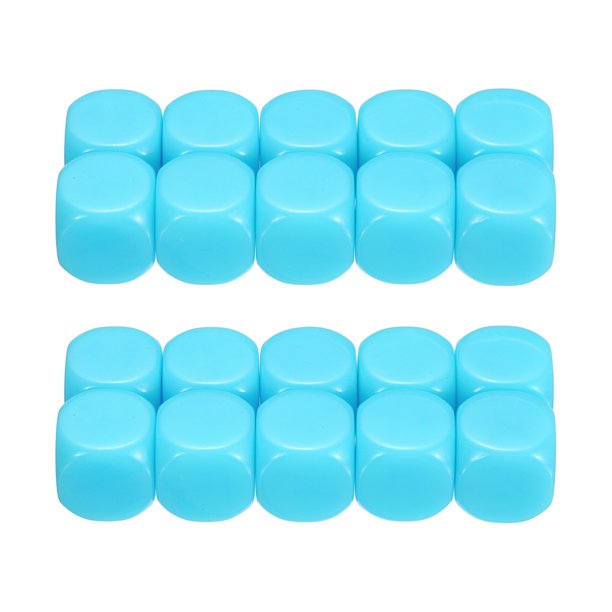 Dados Acrílicos en Blanco de 16 mm, 20 Pcs Dados de Juego Estándar con Esquinas Redondeadas para Juegos de Mesa, Azul Cielo