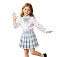 thumbnail image 3 of SHenli Girls Plaid Pleated Skirt 6-7T Elastic High Waist Tennis School Uniform Skirt for Girls (Light Blue1), 3 of 5