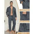 thumbnail image 3 of ANLIQI Mens Pajamas Set 100% Cotton Long Sleeve Sleepwear Pajamas for Men Notched Collar Loungewear Pjs with Pockets(Dark Gray L), 3 of 6