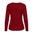 thumbnail image 3 of Warop Long Sleeve Shirts for Women Solid Color Patchwork Low V Neck Basics Crop Tops Casual Slim Fitted Fall Outfits Clothes, 3 of 5
