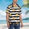 thumbnail image 2 of Lsque Gold Flamingo pattern Hawaiian Shirt for Men, Unisex Summer Beach Casual Short Sleeve Button Down Shirts-X-Large, 2 of 9