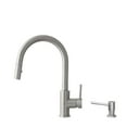 thumbnail image 1 of Stylish One-Handle 14" Ht. Stainless Steel Pull Down Kitchen Faucet with Soap Dispenser K131SS01S, 1 of 11