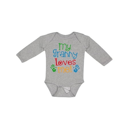 

Inktastic My Granny Love Me Gift Baby Boy or Baby Girl Long Sleeve Bodysuit