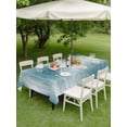 thumbnail image 5 of 60x102 Inch Outdoor Tablecloth with Umbrella Hole Zipper Rectangle Teal Striped Rectangular Tablecloths Outside Waterproof Abstract Vertical Streaks Stripes Patio Table Cloth Cover for Picnic Party, 5 of 8