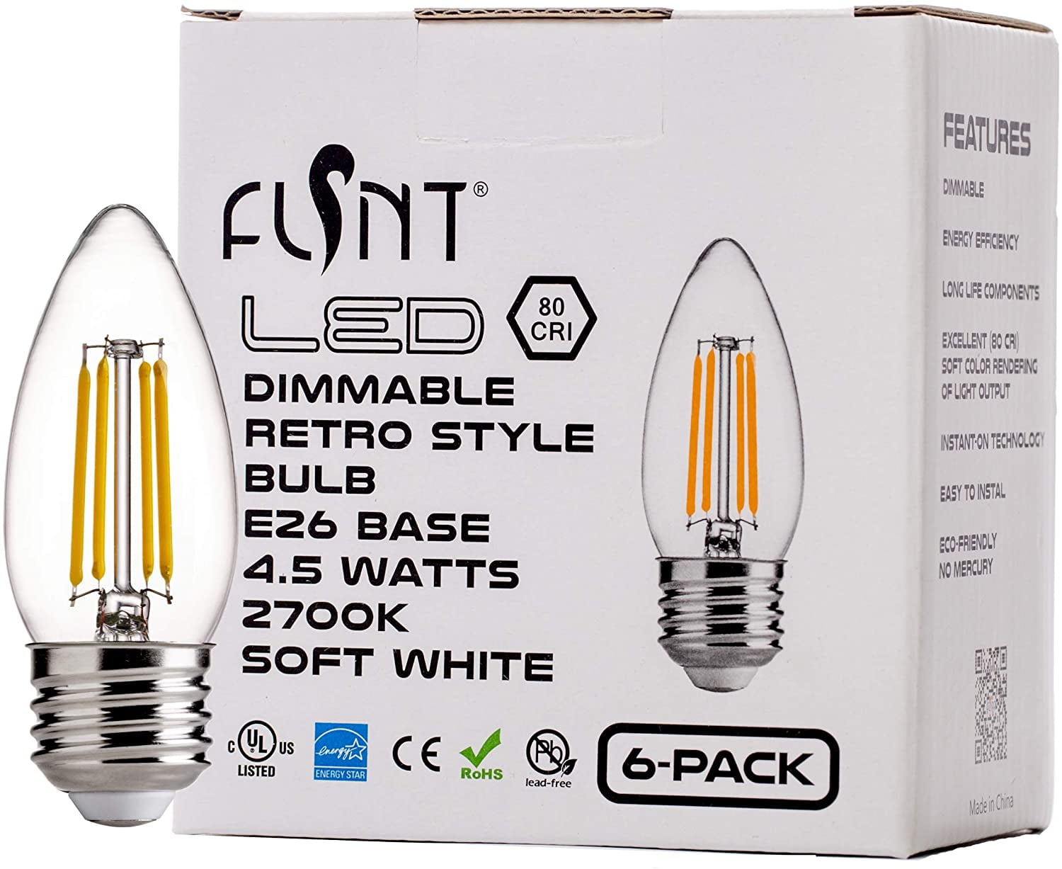 Dimmable LED Candelabra Light Bulbs 60W Equivalent E26 Regular Base