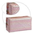 thumbnail image 3 of Hukapapa Bolso cuadrado para mujer con patrón tejido a cuadros sinfónico nacarado, bolsa de almacenamiento de cosméticos, color rosa, 3 of 6