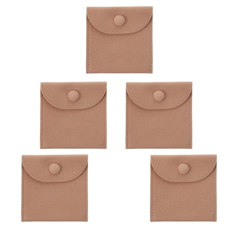 

NUOLUX 5pcs Lint Jewelry Bags Portable Small Flap Pouch for Necklace Ring (Coffee)