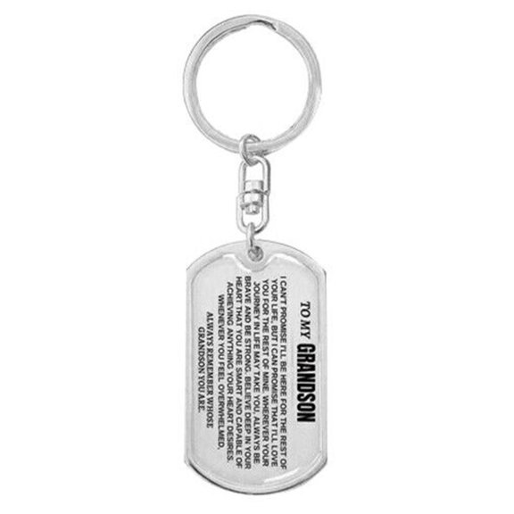 Misterolina To My Grandson Keychain Stainless Steel Keychain Key Chain KeyringsA