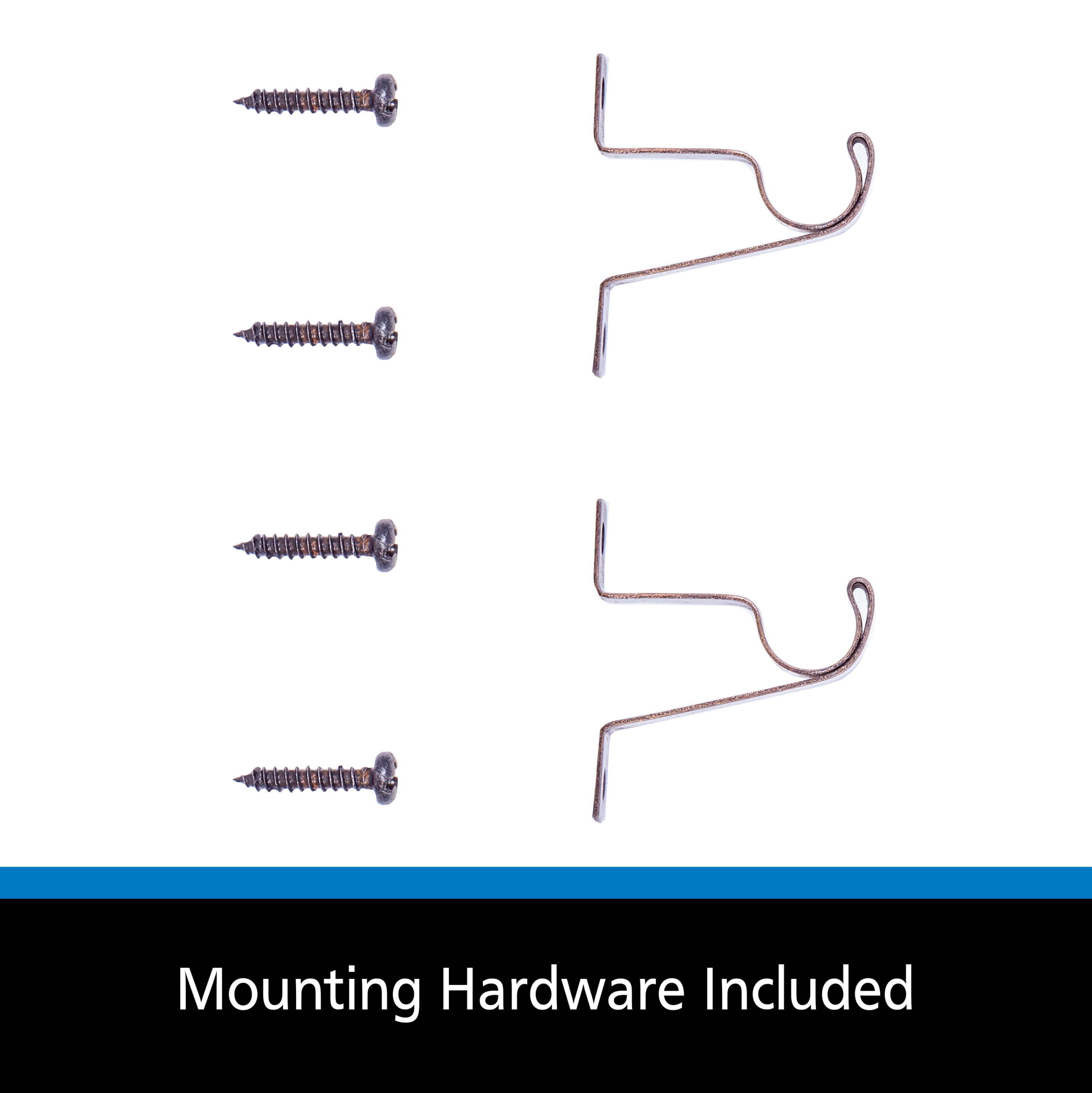 (2 pack) Mainstays 7/16" Petite Café Metal Curtain Mounting Brackets, Set of 2, Bronze