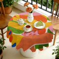 thumbnail image 4 of 60 Inch Round Lace Tablecloth Water Resistant Washable, Tropical Leaf Print, 4 of 5