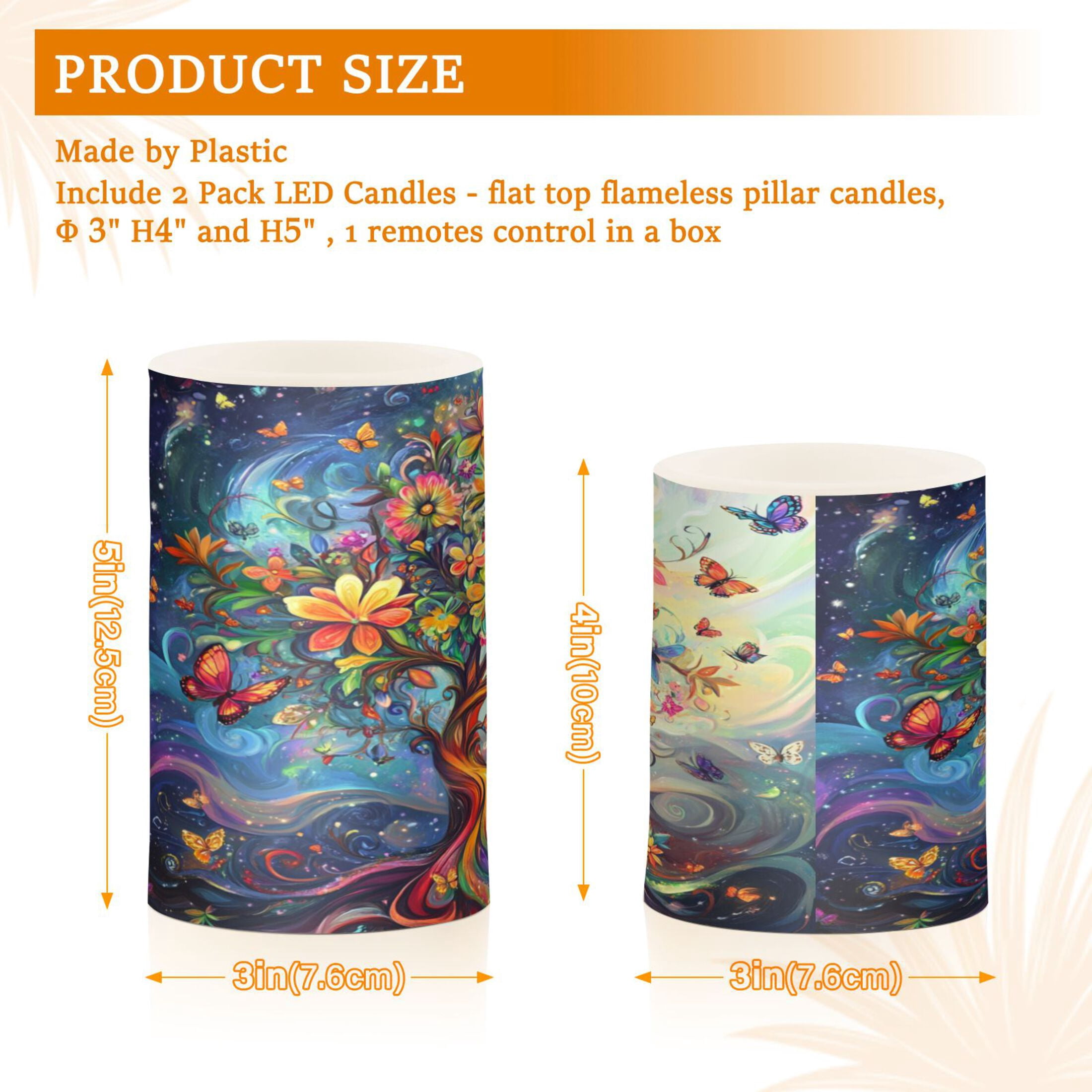 2 PCS Flameless Candles with Remote Timer LED Battery Operated Flickering Candle Light for Wedding Table Home Decoration Gifts A Whimsical Tree