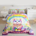 thumbnail image 2 of Homewish Cartoon Gradient Cat Bedding Comforter Set 2pcs for Teenagers Boys Girls,Dreamy Princess Twin Comforter Sets Microfiber,Flying Butterflies Kawaii Rainbow Breathable Bedding Set, 2 of 8