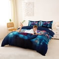thumbnail image 2 of Castle Fairy Neon Sport Bike Duvet Cover Set for Boys, City Night Print Bedding Full for Bedroom, Red Blue,Navy Blue Reversible,3pcs,No Comforter, 2 of 6