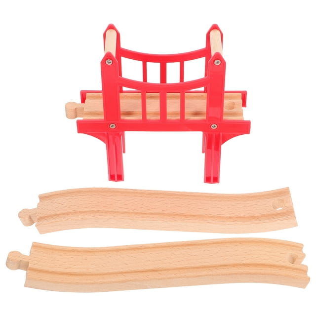 Miangastore 1 Set Wooden Train Bridges with Track Support Wooden Train Track Accessories Compatible with Trains Tracks Toys