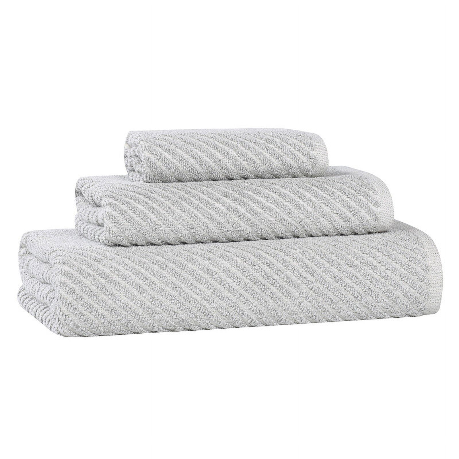 Superior Amelia Viscose Cotton Blend Medium Weight 3 Piece Towel Set, Platinum