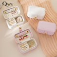 thumbnail image 2 of Mini Portable Jewelry Box For Travel Necklace Earring Ring Storage High-grade PU Leather Women Jewelry Organizer Case Joyero white box, 2 of 6