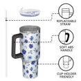 thumbnail image 4 of 40oz Pioneer Flower Floral Print Pattern Insulated Tumbler with Handle, BPA-Free Leak Proof Lid and Straws, Double Wall Vacuum, Hot 12h/Cold 34h, 4 of 6