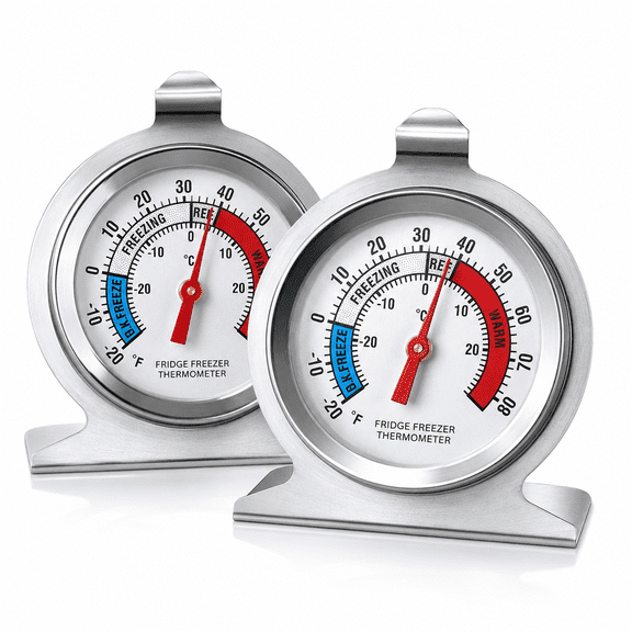 2 Pack Refrigerator Thermometer,-30~30°C/-20~80°F,Classic Fridge Analog Thermometer Large Dial with Red Indicator Thermometer for Freezer Refrigerator Cooler