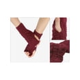 thumbnail image 3 of Guantes de punto sin dedos de longitud de muñeca para mujer Inspire Chic, tamaño único, color rojo vino, otoño-invierno, 3 of 6
