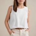thumbnail image 2 of NIEWTR Girls' Loose Crew Neck Tank Tops Sleeveless Casual Summer Wide Strap Blouse Tees(White,18-24 Months), 2 of 6