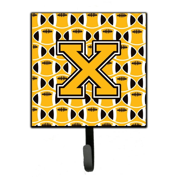 Letter X Football Black Old Gold and White Leash or Key Holder