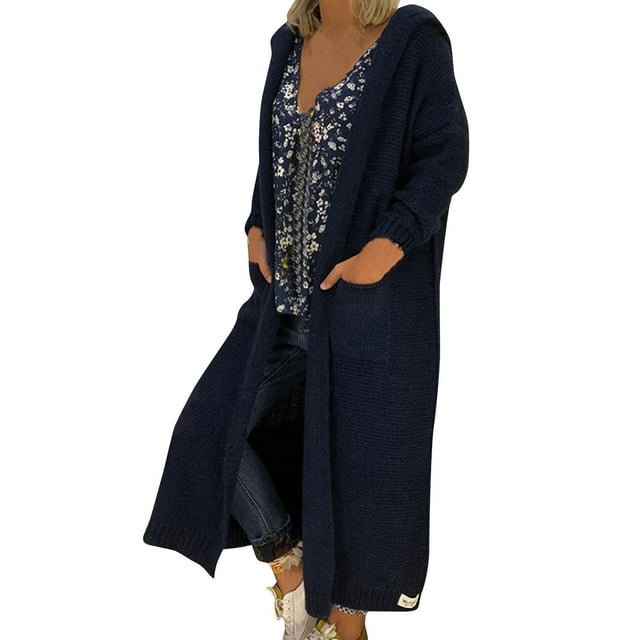 Womens Oversized Sweaters Womens Long Cardigan Sweaters Hooded Knitted Oversized Sweater Coat