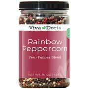 Viva Doria Rainbow Blend Peppercorn, Steam Sterilized Whole Black Pepper, Whole Green Pepper, Whole Pink Pepper, Whole White Pepper, 16 Oz, For Grinder Refill