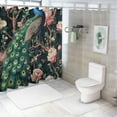 thumbnail image 7 of Autua Peacock Flowers Birds Bathroom Shower Curtain Set with Hooks 36"x72, 7 of 7