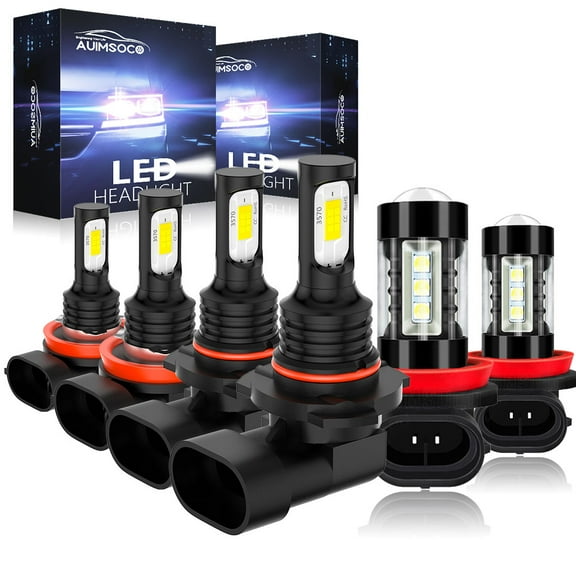 9005 H11 H11 Super White 4000LM LED Headlights Bulbs Combo Kits For Ford Escape 2018 2019 2020 , 6Pcs 6000k High/Low Fog Light, Non-polarity, 50000 Hours Lifespan, Halogen Replacement