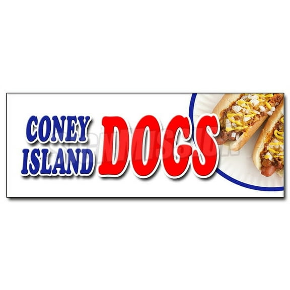 12" CONEY ISLAND DOGS DECAL sticker all beef chili grilled sauerkraut drinks