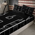 thumbnail image 3 of Meiyoeat Distressed US Flag Letter H Zipper Twin Comforter Sets with Fitted Sheet and 2 Pillowcases for Men Kids, Bold Monogram Zipper Bedding Set, Black Gray White,4-Piece,Black Reversible, 3 of 6