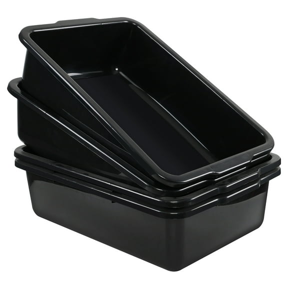 EudokkyNA 4 Packs Large Commercial Restaurant Bus Tubs, Black Plastic Rectangle Large Bus Box