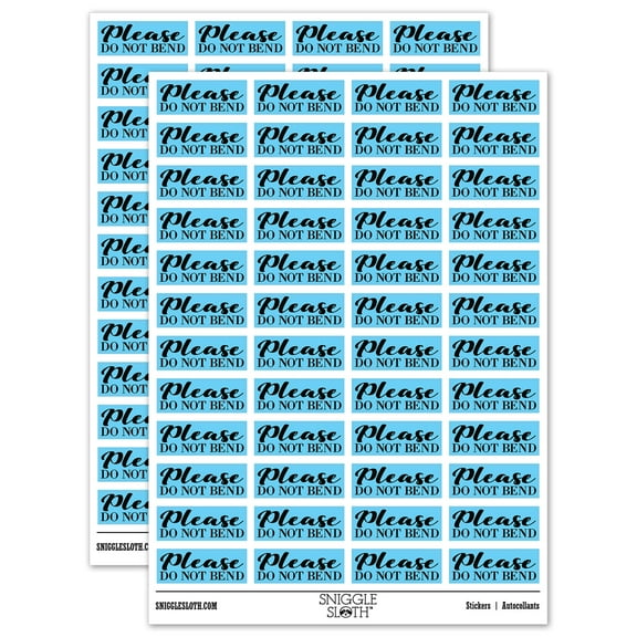 Please Do Not Bend Artwork Photographs Sticker Set - Light Blue - Gloss Finish - 1.25" Mini